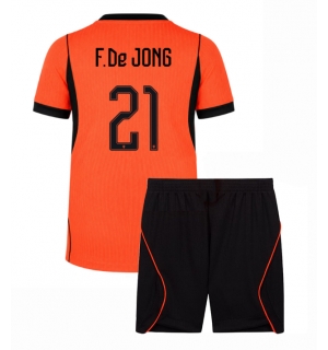 Nederland Frenkie de Jong #21 Hjemmedraktsett Barn VM 2026 Kortermet (+ Korte bukser)