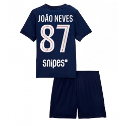 Paris Saint-Germain Joao Neves #87 Hjemmedraktsett Barn 2025-26 Kortermet (+ Korte bukser)