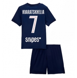 Paris Saint-Germain Khvicha Kvaratskhelia #7 Hjemmedraktsett Barn 2025-26 Kortermet (+ Korte bukser)