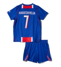 Paris Saint-Germain Khvicha Kvaratskhelia #7 Hjemmedraktsett Barn 2026-27 Kortermet (+ Korte bukser)