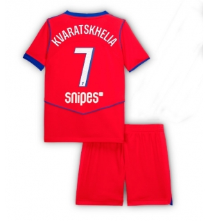 Paris Saint-Germain Khvicha Kvaratskhelia #7 Tredjedraktsett Barn 2025-26 Kortermet (+ Korte bukser)