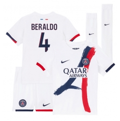 Paris Saint-Germain Lucas Beraldo #4 Bortedraktsett Barn 2025-26 Kortermet (+ Korte bukser)