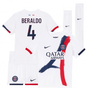 Paris Saint-Germain Lucas Beraldo #4 Bortedraktsett Barn 2025-26 Kortermet (+ Korte bukser)