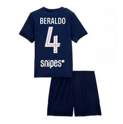 Paris Saint-Germain Lucas Beraldo #4 Hjemmedraktsett Barn 2025-26 Kortermet (+ Korte bukser)