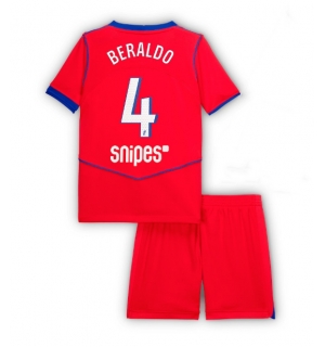 Paris Saint-Germain Lucas Beraldo #4 Tredjedraktsett Barn 2025-26 Kortermet (+ Korte bukser)