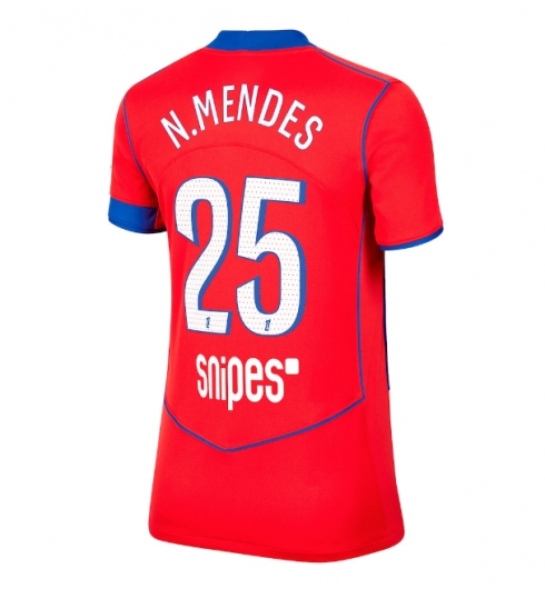 Paris Saint-Germain Nuno Mendes #25 Tredjedrakt Dame 2025-26 Kortermet Paris Saint-Germain Nuno Mendes #25 Tredjedrakt Dame 2025-26 Kortermet