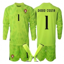 Portugal Diogo Costa #1 Keeper Hjemmedraktsett Barn VM 2026 Langermet (+ Korte bukser)