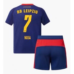 RB Leipzig Antonio Nusa #7 Bortedraktsett Barn 2025-26 Kortermet (+ Korte bukser)