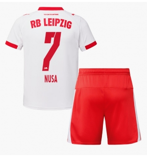 RB Leipzig Antonio Nusa #7 Hjemmedraktsett Barn 2025-26 Kortermet (+ Korte bukser)