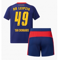 RB Leipzig Yan Diomande #49 Bortedraktsett Barn 2025-26 Kortermet (+ Korte bukser)