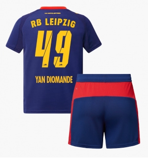 RB Leipzig Yan Diomande #49 Bortedraktsett Barn 2025-26 Kortermet (+ Korte bukser)
