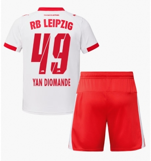 RB Leipzig Yan Diomande #49 Hjemmedraktsett Barn 2025-26 Kortermet (+ Korte bukser)