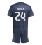 Real Madrid Dean Huijsen #24 Bortedraktsett Barn 2025-26 Kortermet (+ Korte bukser)
