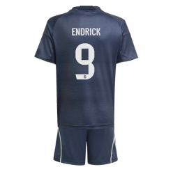 Real Madrid Endrick #9 Bortedraktsett Barn 2025-26 Kortermet (+ Korte bukser)