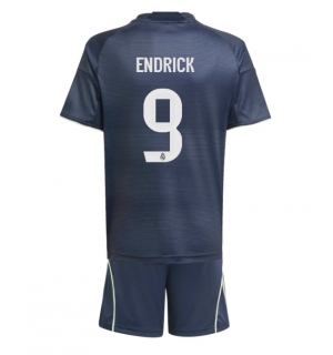Real Madrid Endrick #9 Bortedraktsett Barn 2025-26 Kortermet (+ Korte bukser)