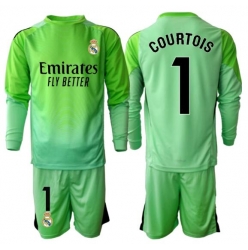 Real Madrid Thibaut Courtois #1 Keeper Bortedraktsett Barn 2025-26 Langermet (+ Korte bukser)