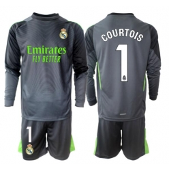 Real Madrid Thibaut Courtois #1 Keeper Tredjedraktsett Barn 2025-26 Langermet (+ Korte bukser)