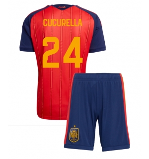 Spania Marc Cucurella #24 Hjemmedraktsett Barn VM 2026 Kortermet (+ Korte bukser)
