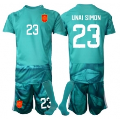 Spania Unai Simon #23 Keeper Bortedraktsett Barn VM 2026 Kortermet (+ Korte bukser)
