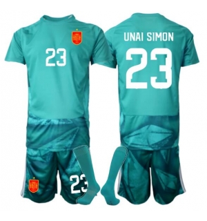 Spania Unai Simon #23 Keeper Bortedraktsett Barn VM 2026 Kortermet (+ Korte bukser)