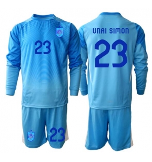 Spania Unai Simon #23 Keeper Hjemmedraktsett Barn VM 2026 Langermet (+ Korte bukser)