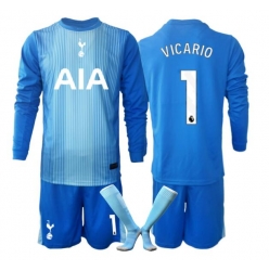 Tottenham Hotspur Guglielmo Vicario #1 Keeper Bortedraktsett Barn 2025-26 Langermet (+ Korte bukser)