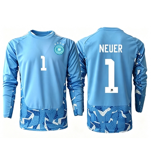Tyskland Manuel Neuer #1 Keeper Bortedrakt VM 2026 Langermet Tyskland Manuel Neuer #1 Keeper Bortedrakt VM 2026 Langermet