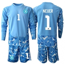 Tyskland Manuel Neuer #1 Keeper Bortedraktsett Barn VM 2026 Langermet (+ Korte bukser)