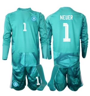 Tyskland Manuel Neuer #1 Keeper Hjemmedraktsett Barn VM 2026 Langermet (+ Korte bukser)